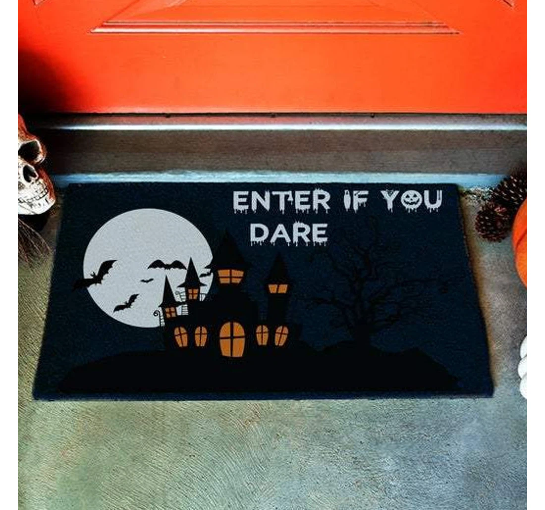 Enter If You Dare Halloween Halloween Welcome Anti-Slip, Water-Absorbent Doormat