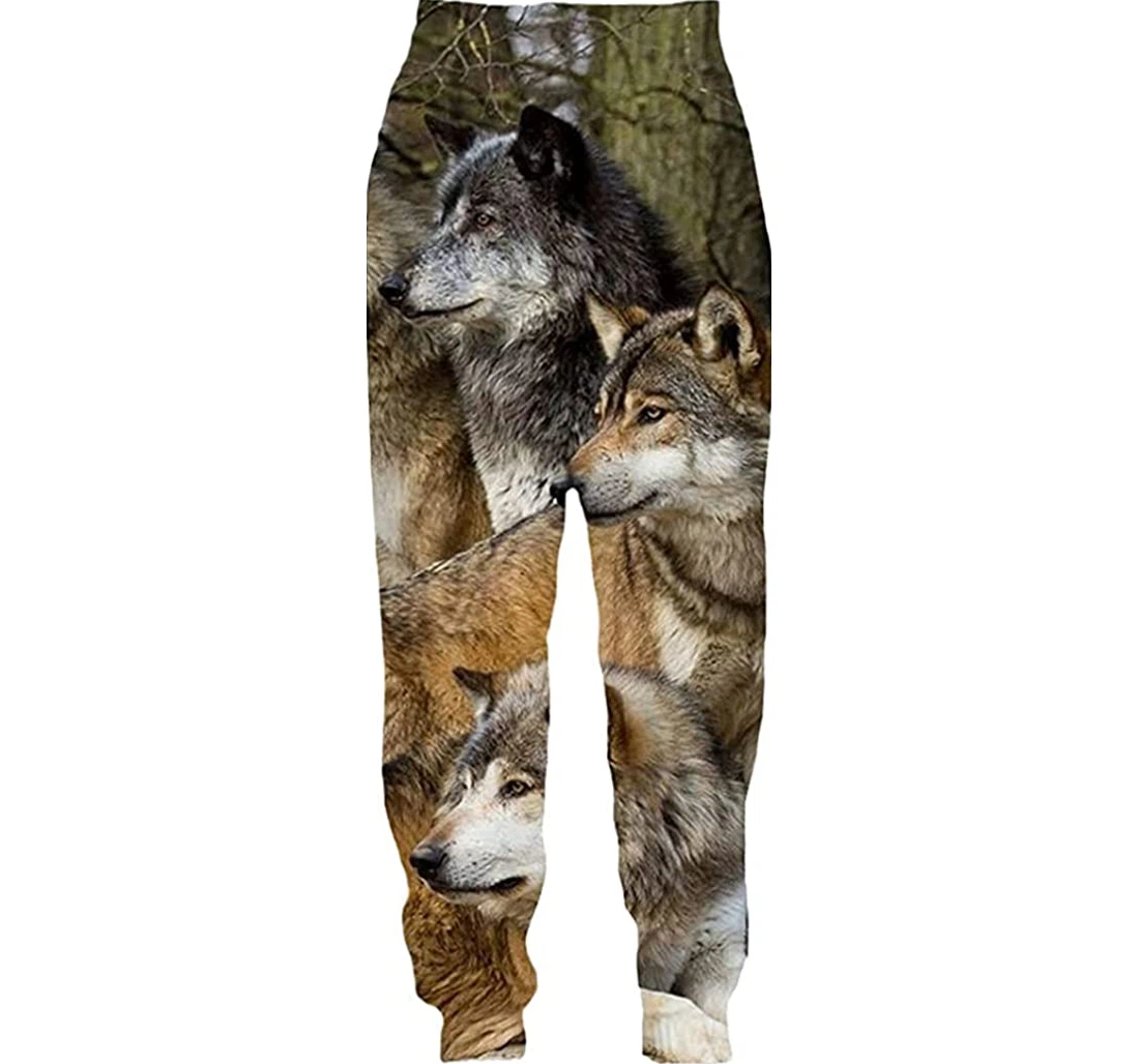 Personalized Animals Wild Wolf Snow Casual Pant Sweatpants, Joggers Pants With Drawstring For Men, Women