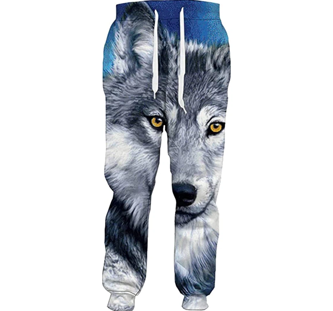 Personalized Popular Animal Wolf Autumn Harajuku Sweatpants, Joggers Pants With Drawstring For Men, Women