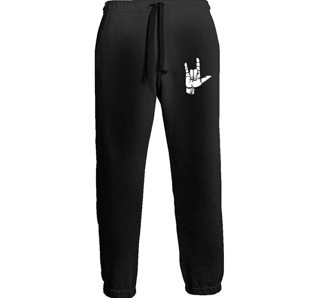 Personalized Asl American Sign Language I Love You Sweatpants, Joggers Pants With Drawstring For Men, Women