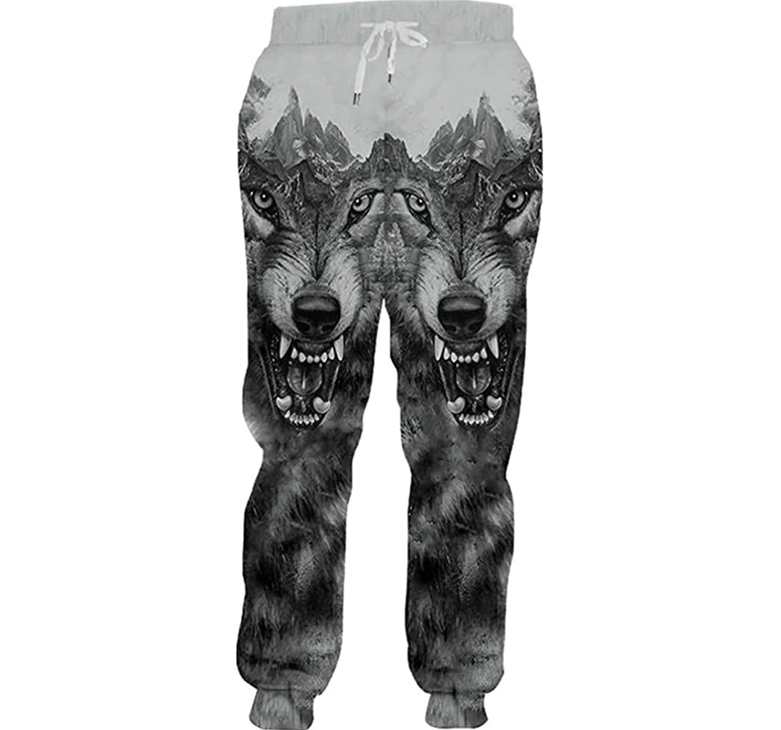 Personalized Crazy Wolf Harem Bodybuilding Fitness Sweatpants, Joggers Pants With Drawstring For Men, Women