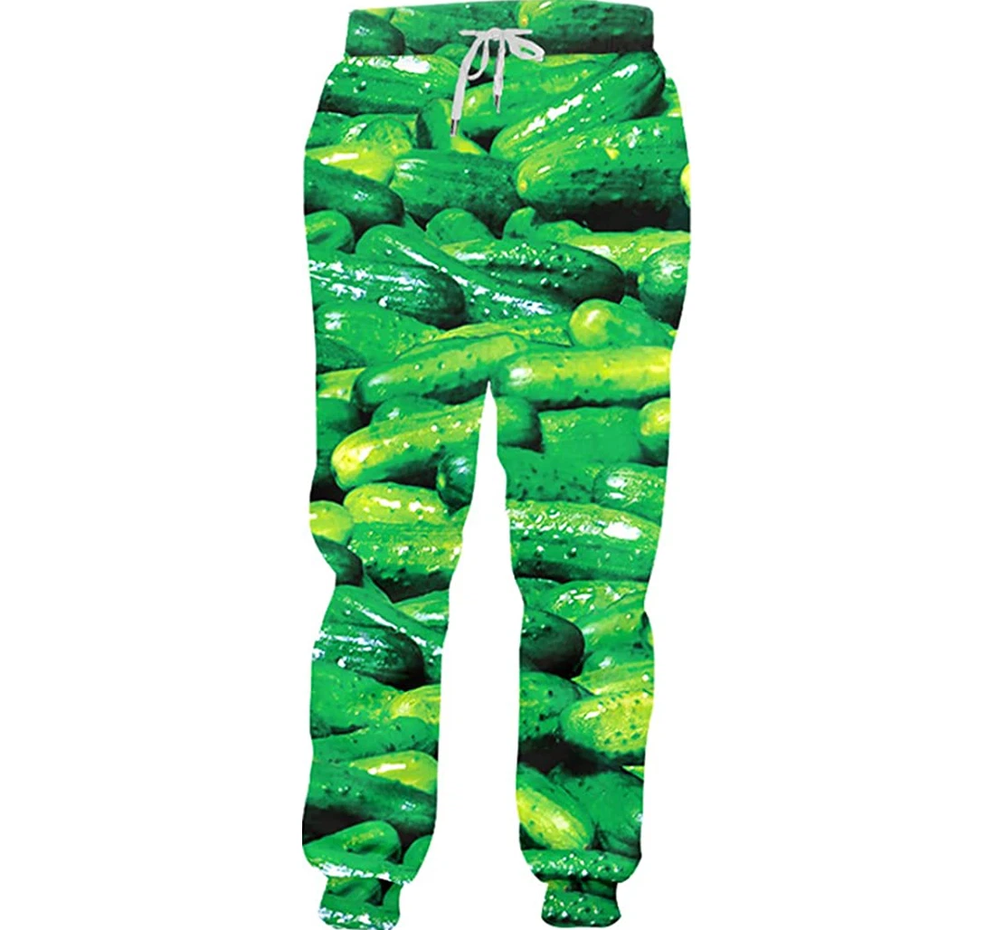 Personalized Man Green Cucumber Lovely Winter Sweatpants, Joggers Pants With Drawstring For Men, Women