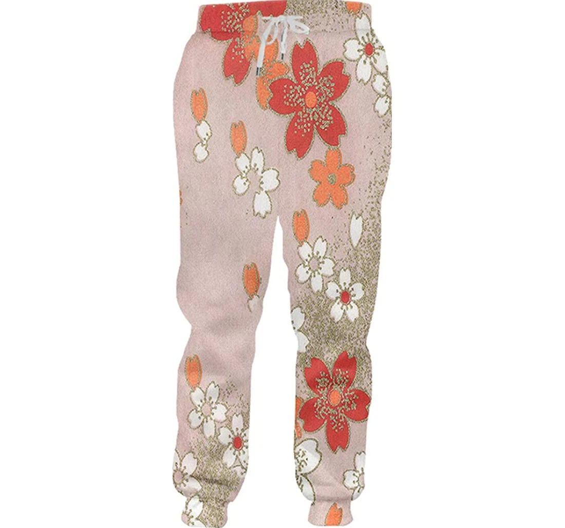 Personalized Favorite Flower Scenery Theme Sweatpants, Joggers Pants With Drawstring For Men, Women