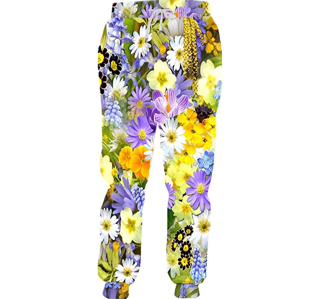 Personalized Flowers Beautiful Colorful Loose Art Sweatpants, Joggers Pants With Drawstring For Men, Women