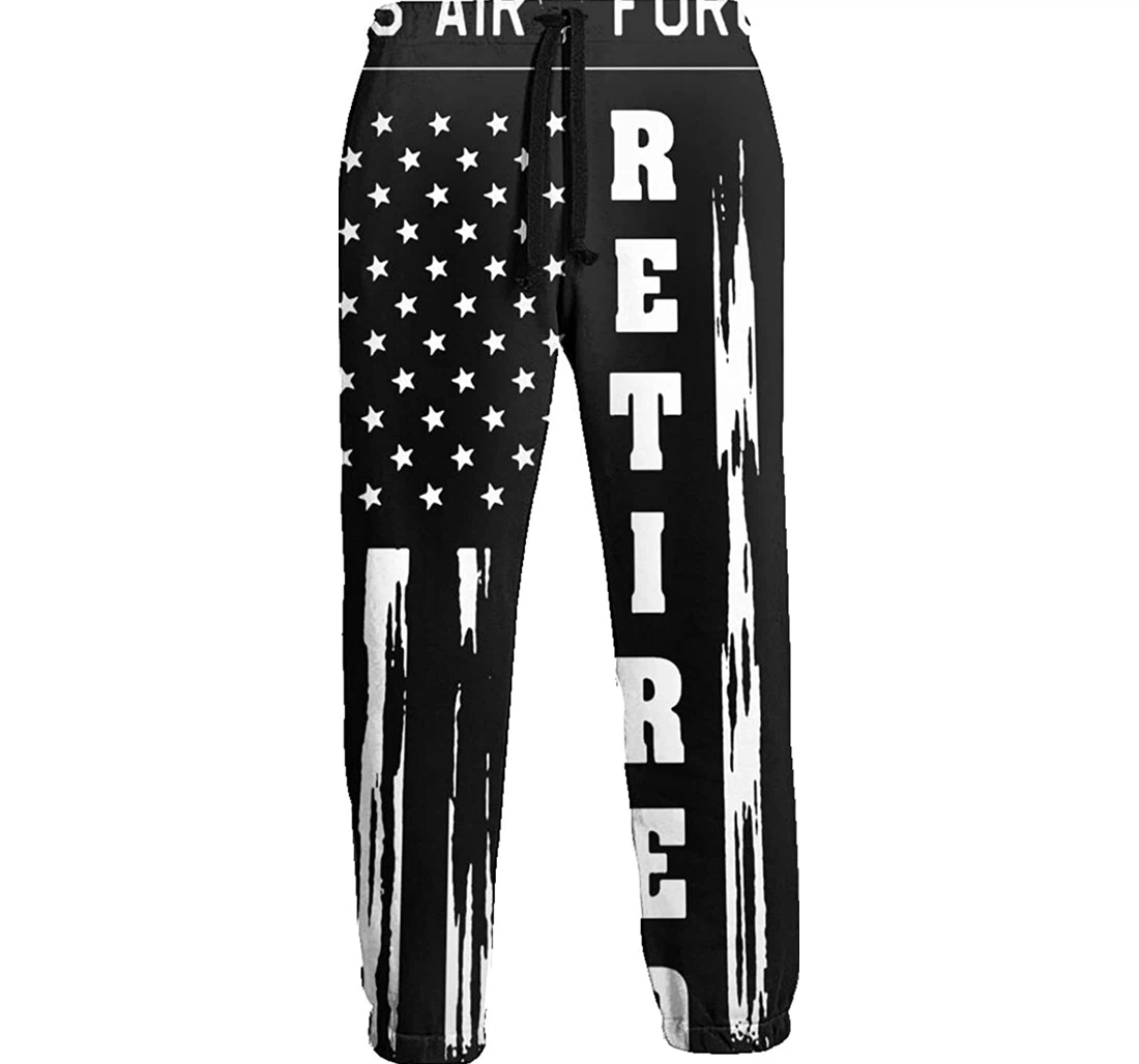 Personalized Us Air Force Retired - Distressed American Flag Tee Sweatpants, Joggers Pants With Drawstring For Men, Women
