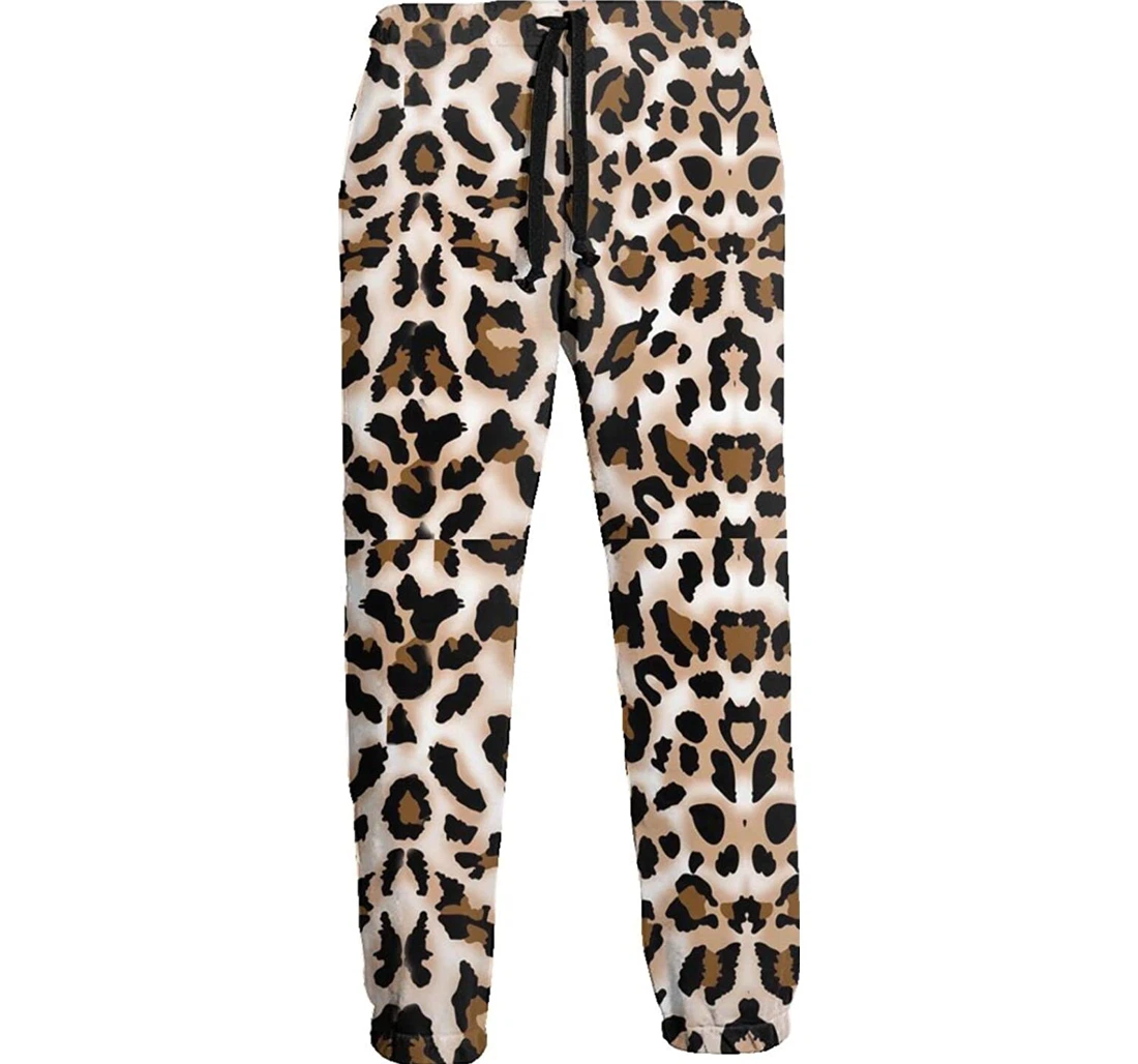 Personalized Animal Leopard Athletic Track For Workout Lounge Running White Sweatpants, Joggers Pants With Drawstring For Men, Women