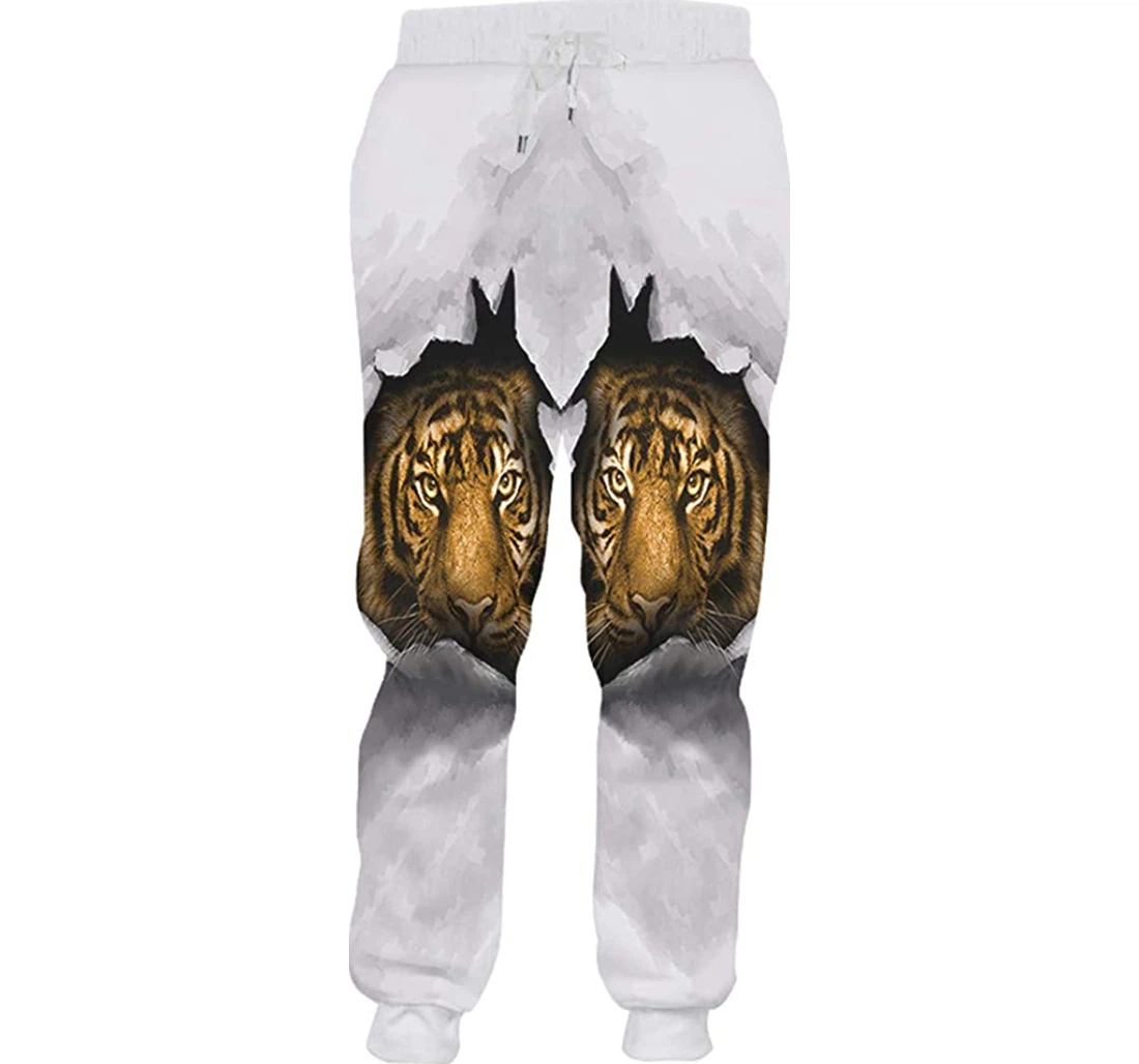 Personalized Elastic Funny Tiger Casual Sweatpants, Joggers Pants With Drawstring For Men, Women