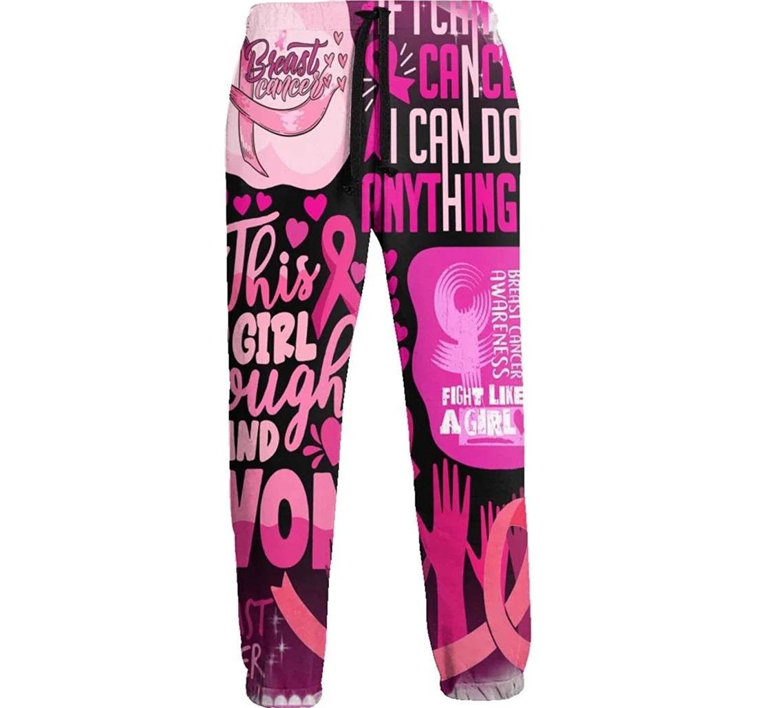 Personalized Breast Cancer Athletic Track For Workout Lounge Running Sweatpants, Joggers Pants With Drawstring For Men, Women