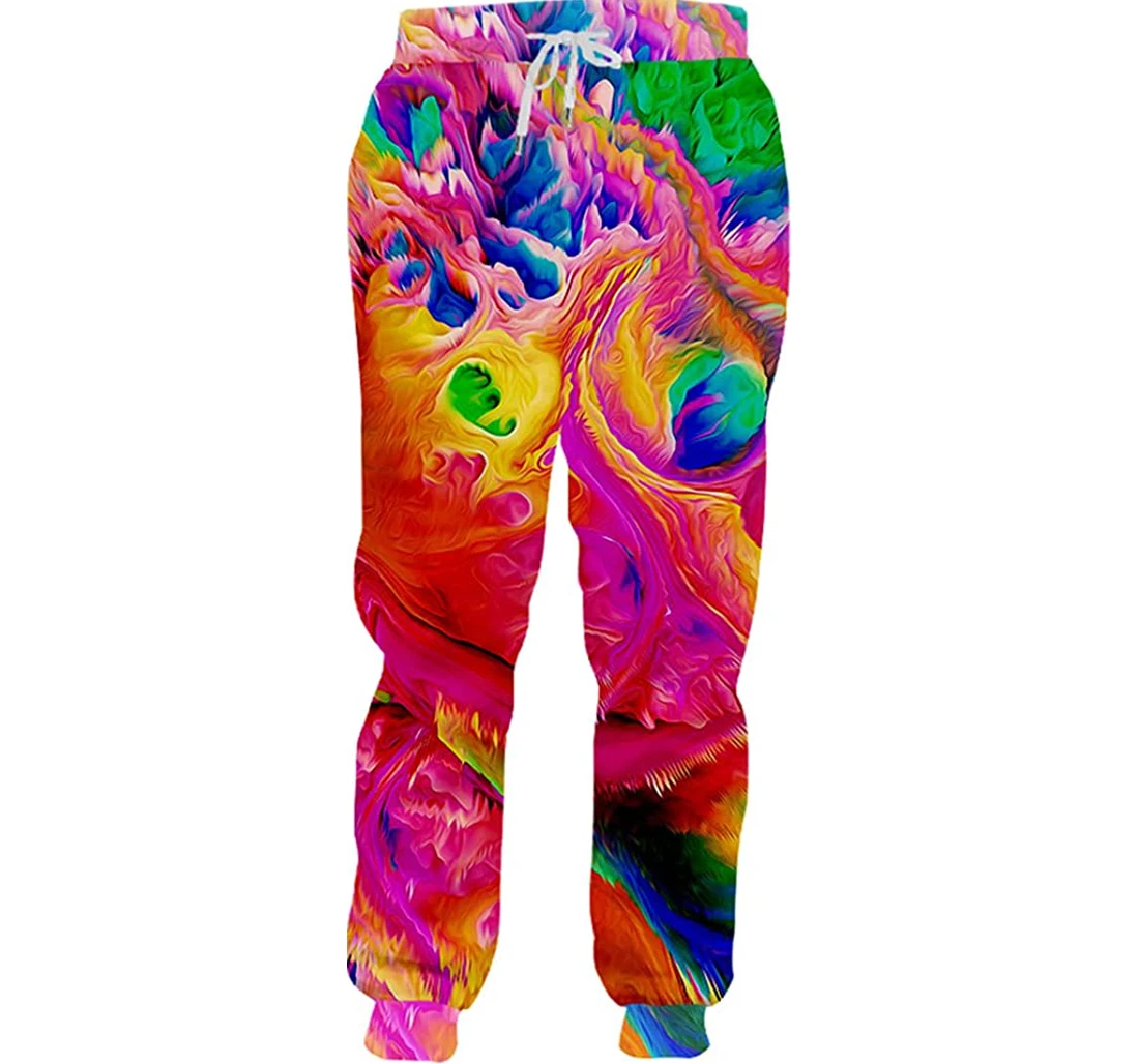 Personalized Colorful Geometric Pattern Painting Man Sweatpants, Joggers Pants With Drawstring For Men, Women