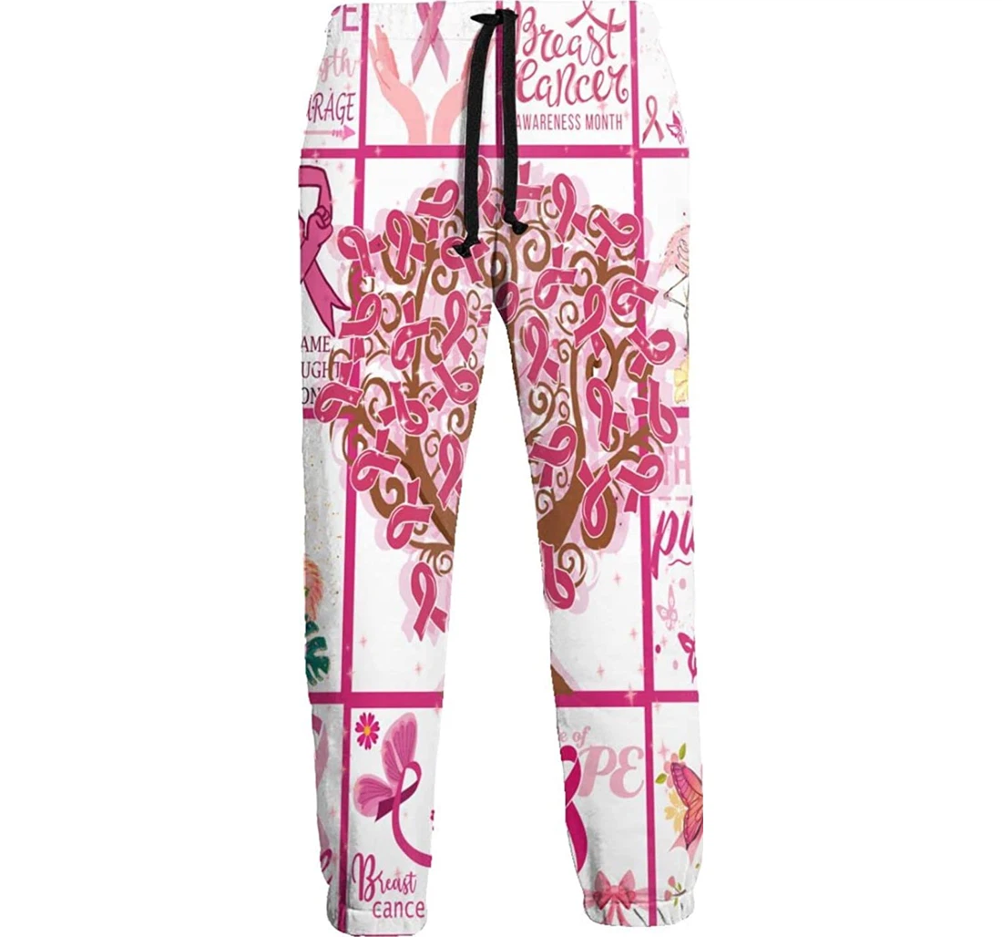 Personalized Breast Cancer Athletic Track For Workout Lounge Running Sweatpants, Joggers Pants With Drawstring For Men, Women