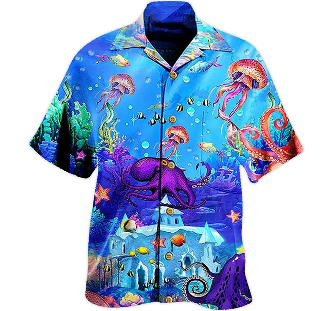 Personalized Octopus - Warm Ocean Mens Series Hawaiian Shirt, Button Up Aloha Shirt For Men, Women