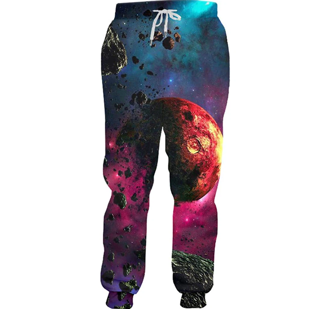 Personalized Graphic Milky Way Space Full Length Sweatpants, Joggers Pants With Drawstring For Men, Women