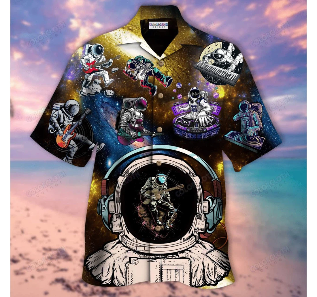 Personalized Music Space Hawaiian Shirt, Button Up Aloha Shirt For Men, Women