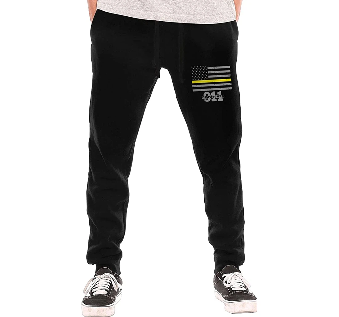 Personalized 911 Dispatcher Gold Line Flag Sweatpants Sweatpants, Joggers Pants With Drawstring For Men, Women