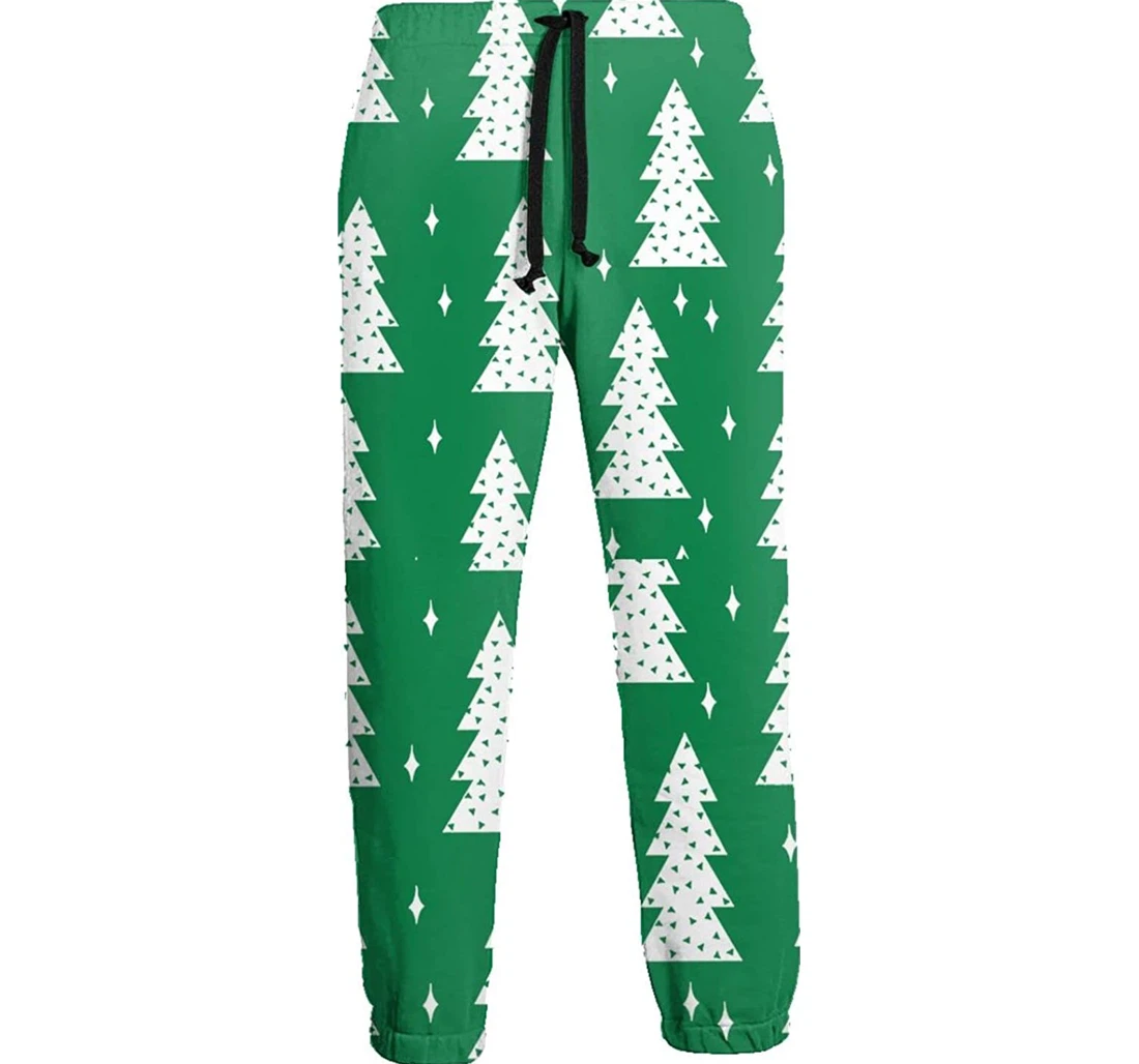 Personalized New Year Tree Green Athletic Track For Workout Lounge Running Sweatpants, Joggers Pants With Drawstring For Men, Women