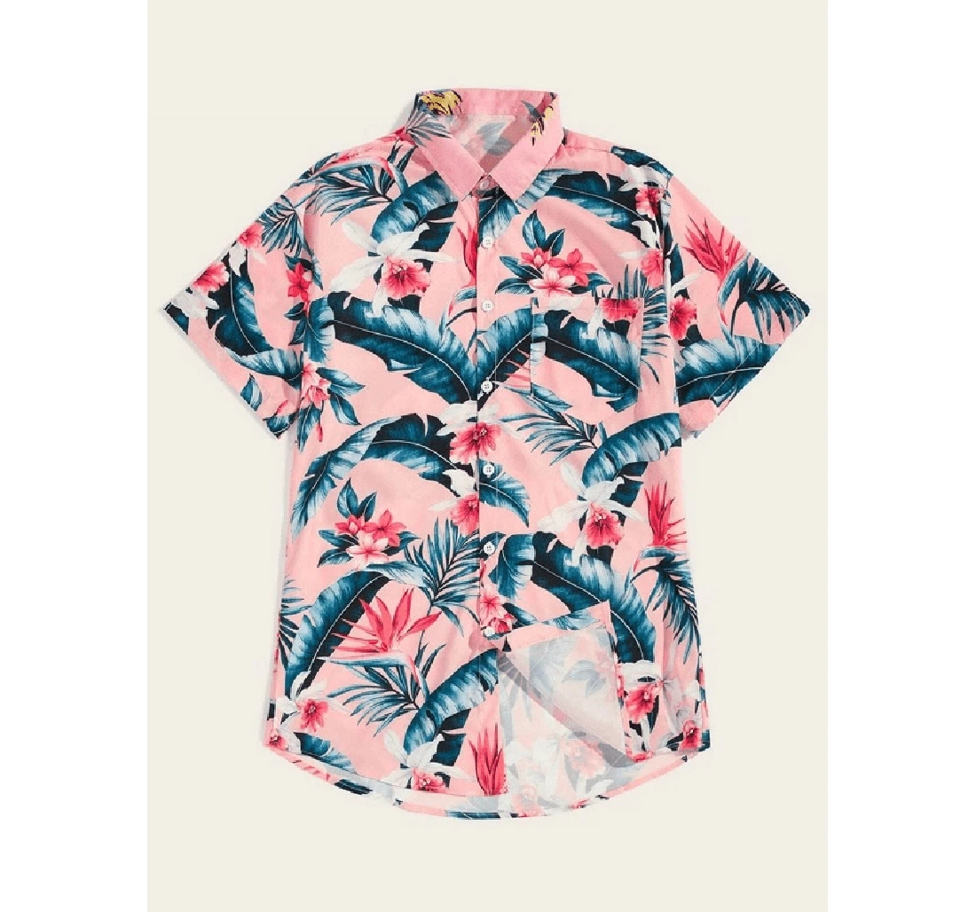 Personalized Pink Hawaiian Shirt, Button Up Aloha Shirt For Men, Women