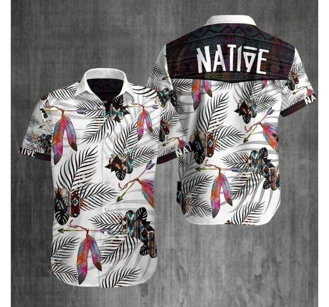 Personalized Native American Feather Hawaiian Shirt, Button Up Aloha Shirt For Men, Women
