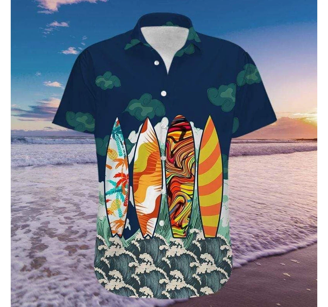 Personalized Surfing Board Hawaiian Shirt, Button Up Aloha Shirt For Men, Women