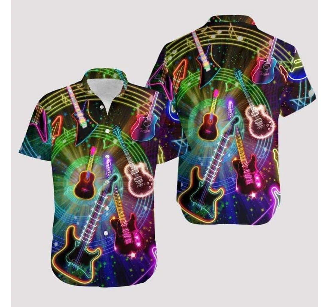 Personalized Love Guitar Hawaiian Shirt, Button Up Aloha Shirt For Men, Women