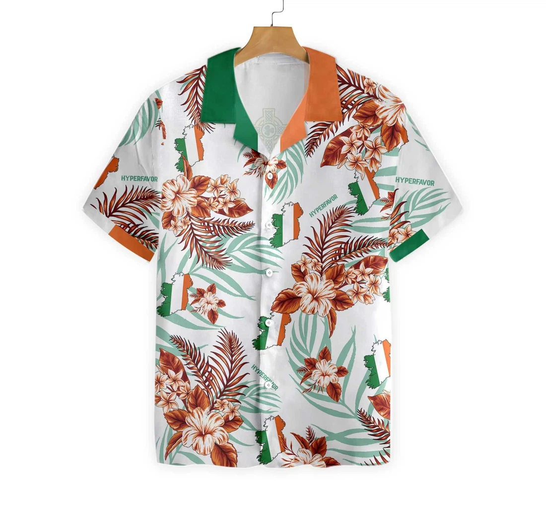 Personalized Irish Celtic Cross Shamrock Ireland Proud Hawaiian Shirt, Button Up Aloha Shirt For Men, Women