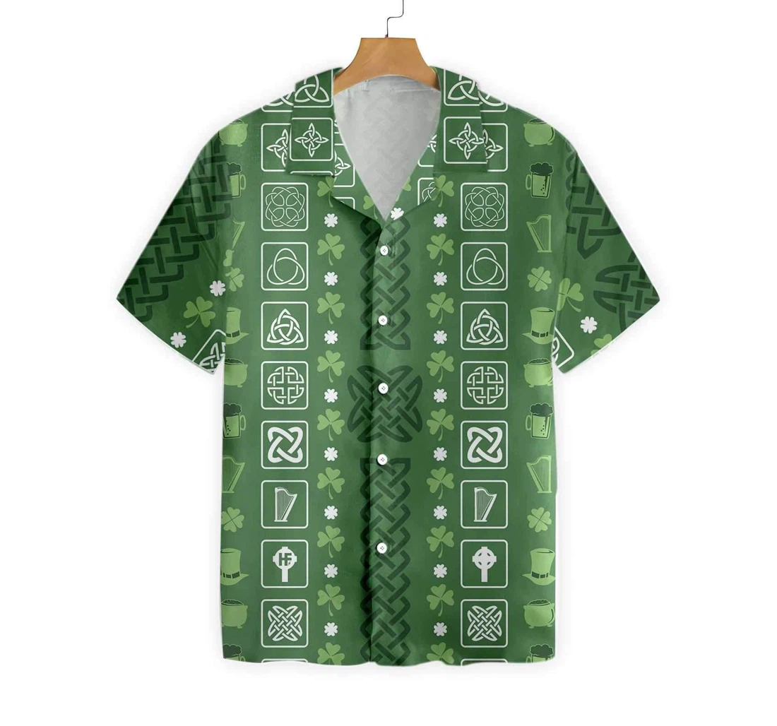 Personalized Collection Of Celtic Irish Happy St Patrick's Day Hawaiian Shirt, Button Up Aloha Shirt For Men, Women