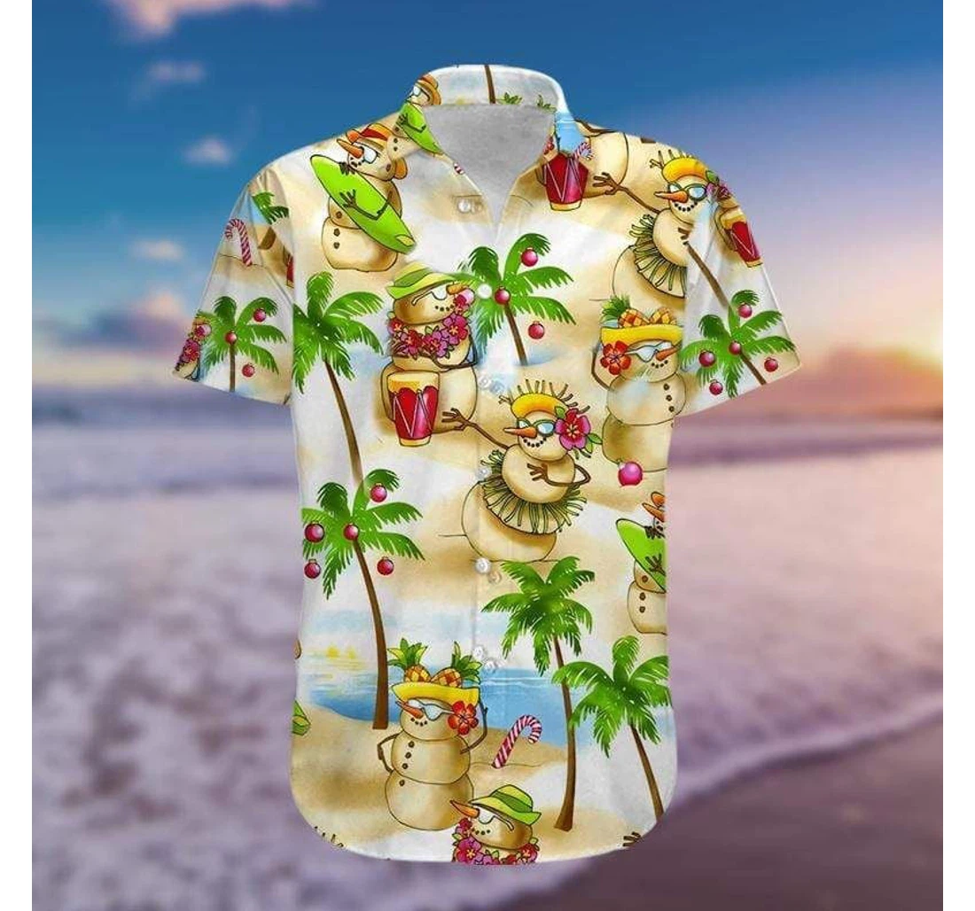 Personalized Snowman And Trip Hawaiian Shirt, Button Up Aloha Shirt For Men, Women