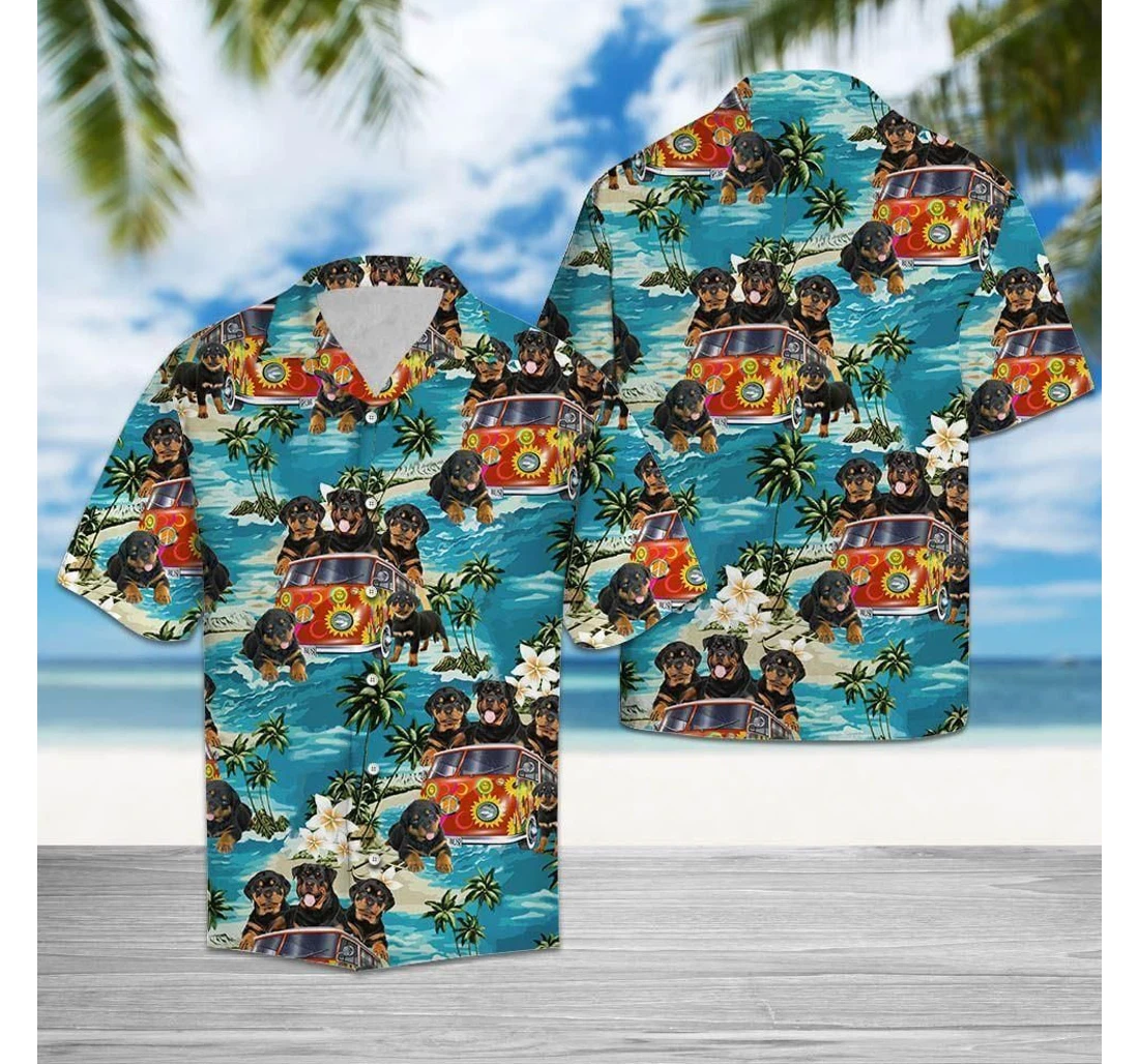 Personalized Rottweiler Dog Happy Pan Hawaiian Shirt, Button Up Aloha Shirt For Men, Women