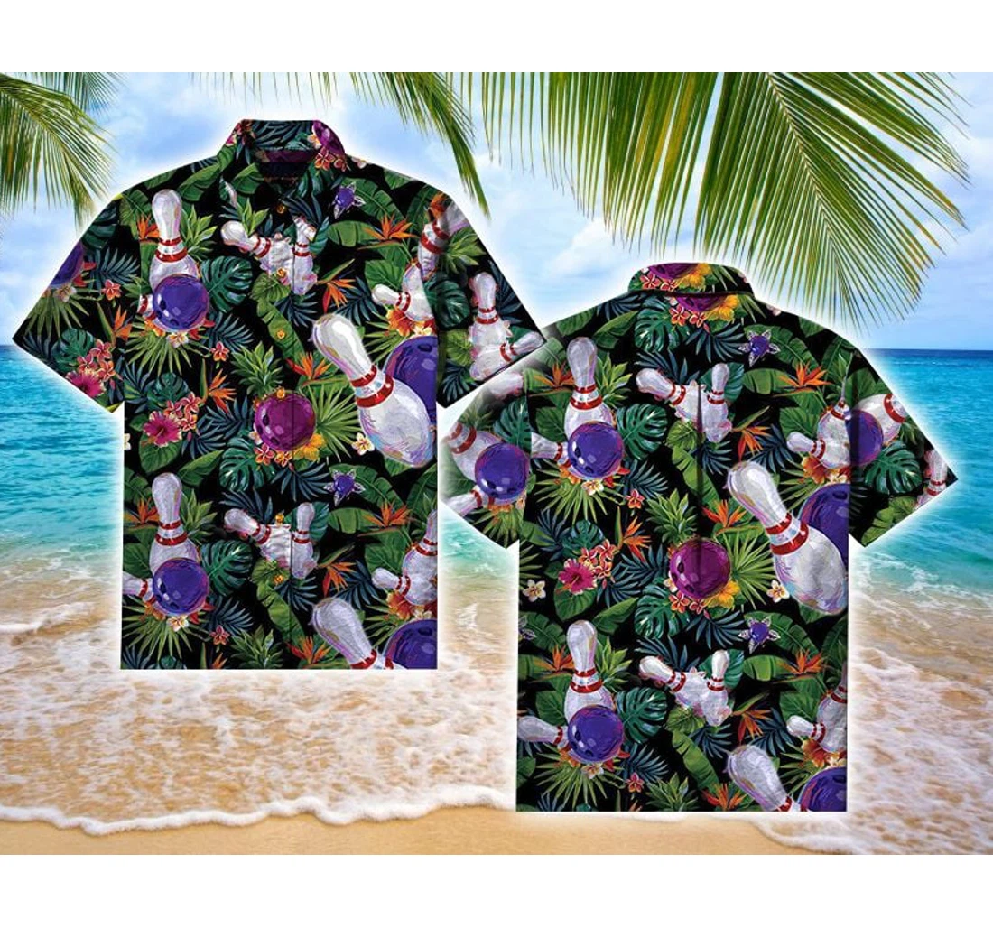 Personalized Bowling Art Hawaiian Shirt, Button Up Aloha Shirt For Men, Women