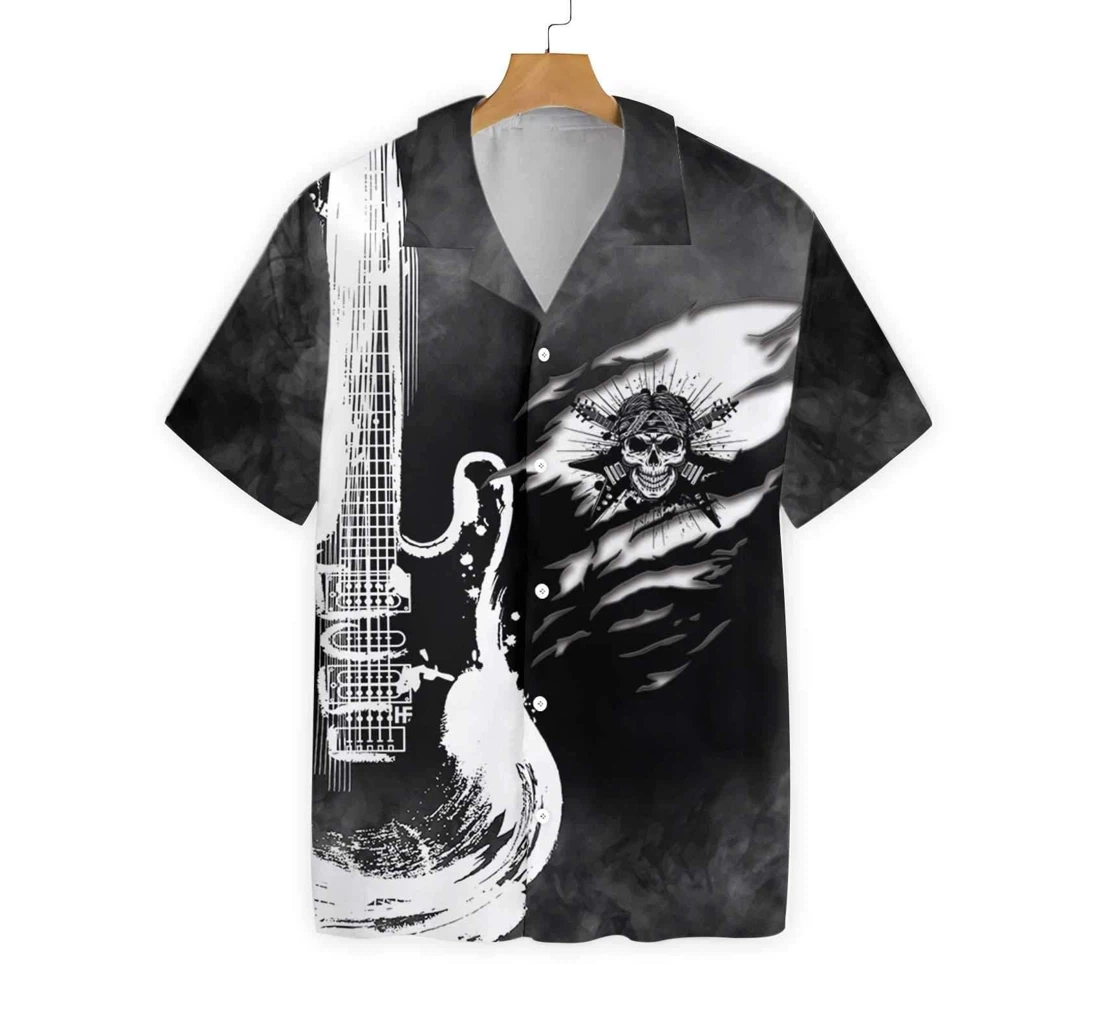 Personalized Guitar And Skull Hawaiian Shirt, Button Up Aloha Shirt For Men, Women