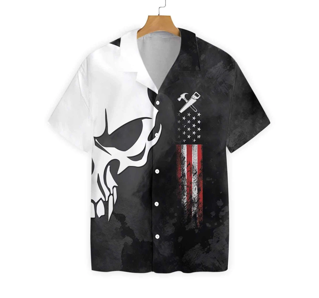 Personalized Carpenter Proud Skull 6 Hawaiian Shirt, Button Up Aloha Shirt For Men, Women