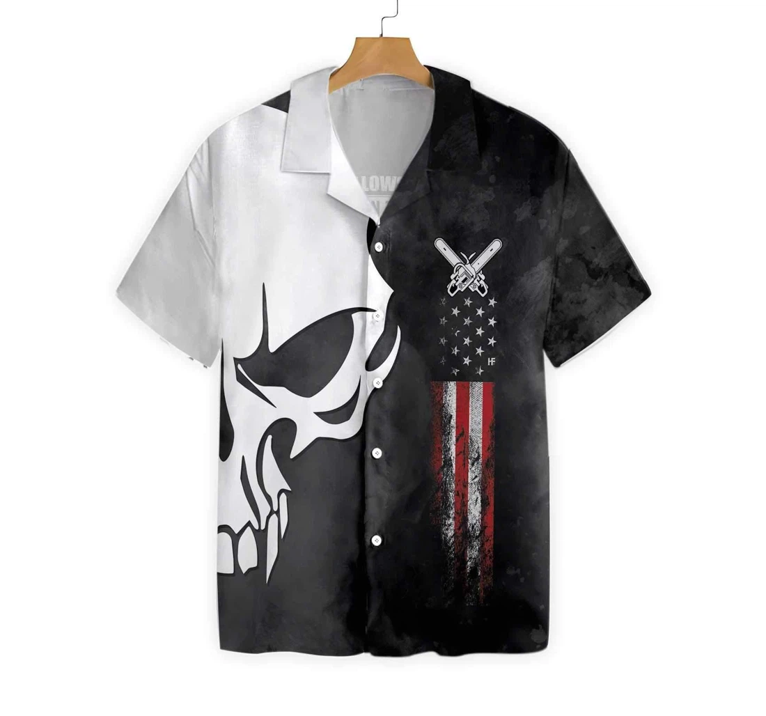 Personalized Logger Proud Skull Hawaiian Shirt, Button Up Aloha Shirt For Men, Women