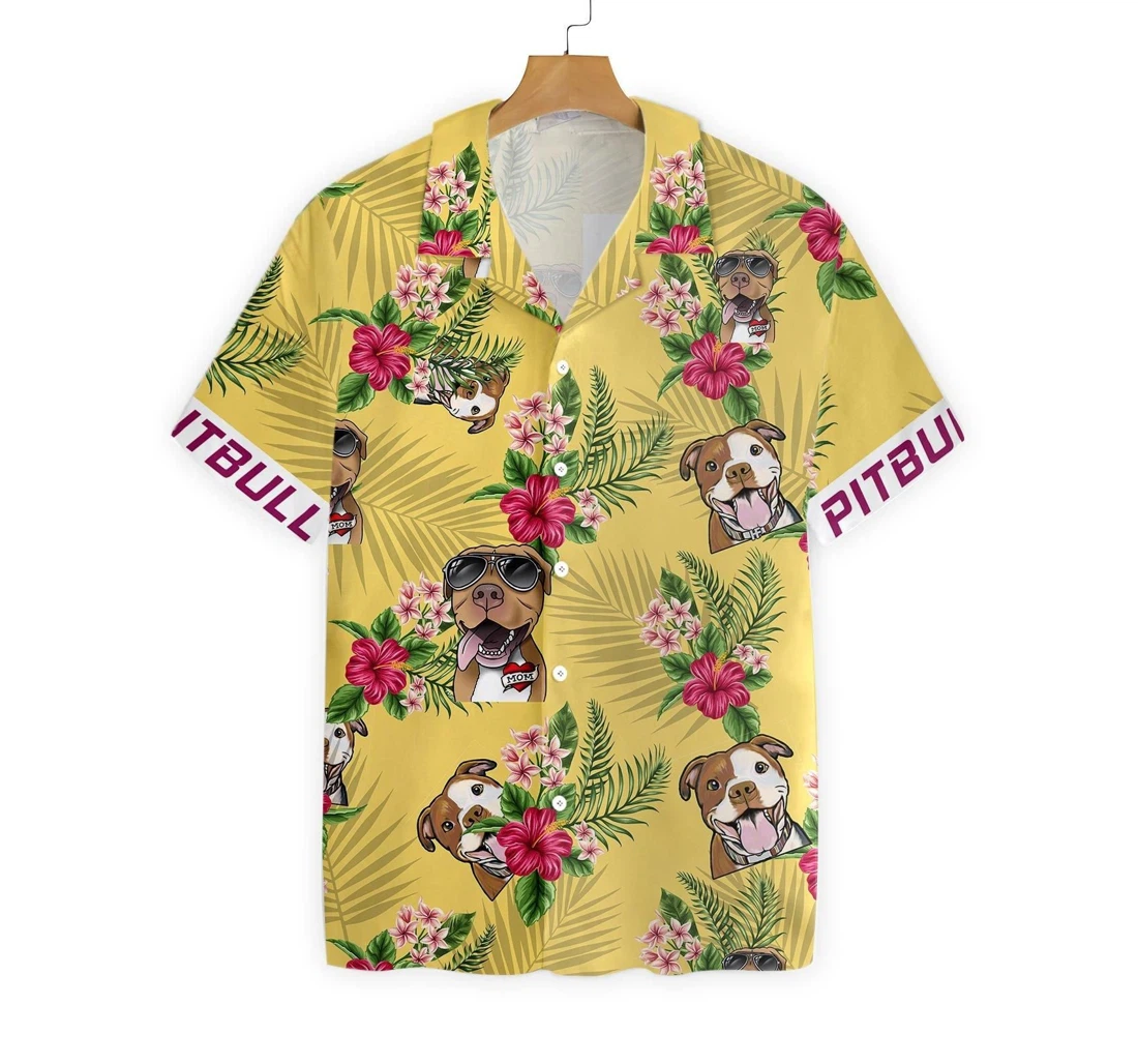 Personalized Pitbull Hawaiian Shirt, Button Up Aloha Shirt For Men, Women