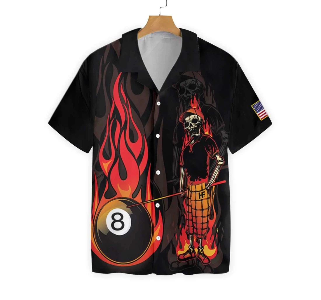 Personalized Mr Bones 8 Ball Billiards Hawaiian Shirt, Button Up Aloha Shirt For Men, Women