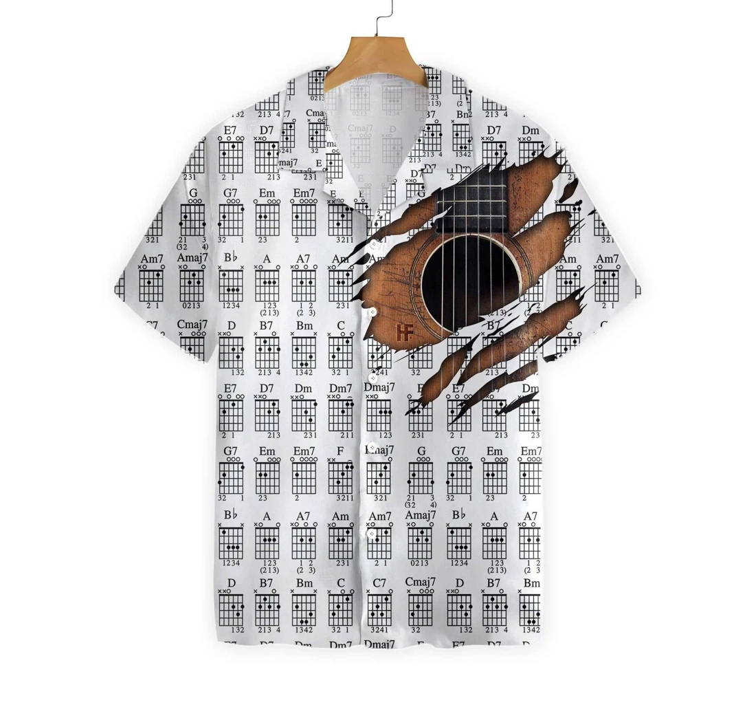 Personalized Guitar Chords Chart Hawaiian Shirt, Button Up Aloha Shirt For Men, Women