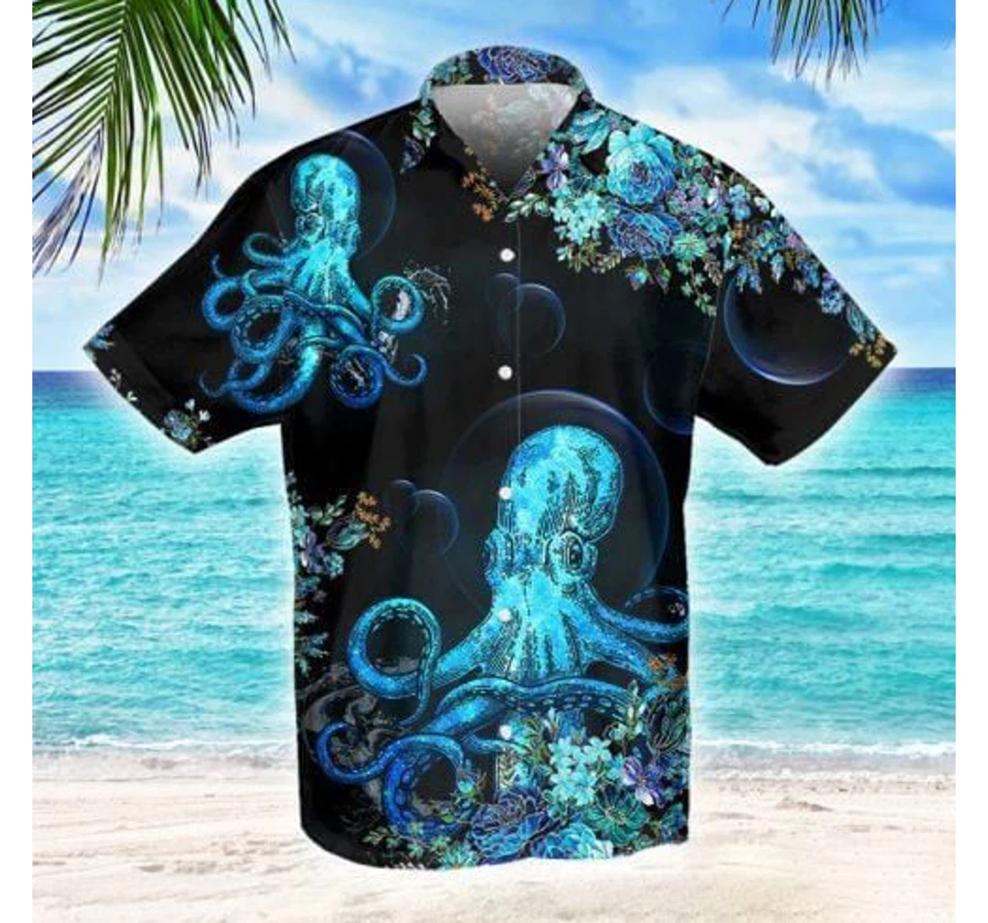 Personalized Octopus In The Ocean Hawaiian Shirt, Button Up Aloha Shirt For Men, Women
