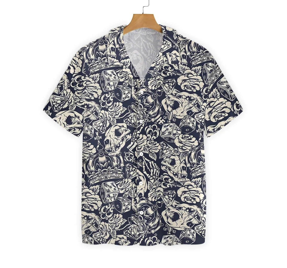 Personalized Apes Skull Seamless Pattern Hawaiian Shirt, Button Up Aloha Shirt For Men, Women