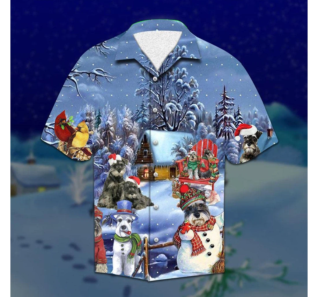 Personalized Miniature Schnauzer Christmas Hawaiian Shirt, Button Up Aloha Shirt For Men, Women