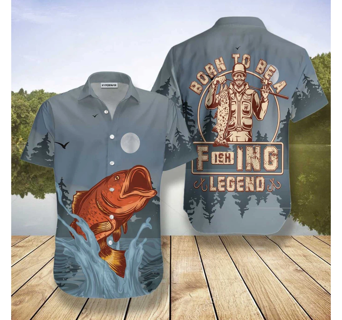 Personalized Born Be A Fishing Legend Hawaiian Shirt, Button Up Aloha Shirt For Men, Women