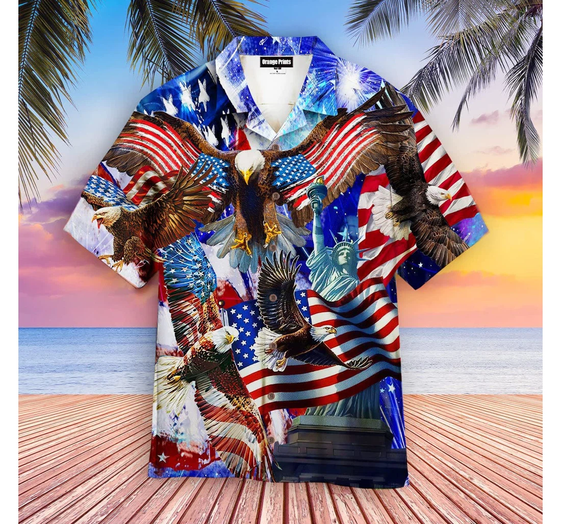 Personalized 4th Of July Happy Independence Day Hawaiian Shirt, Button Up Aloha Shirt For Men, Women