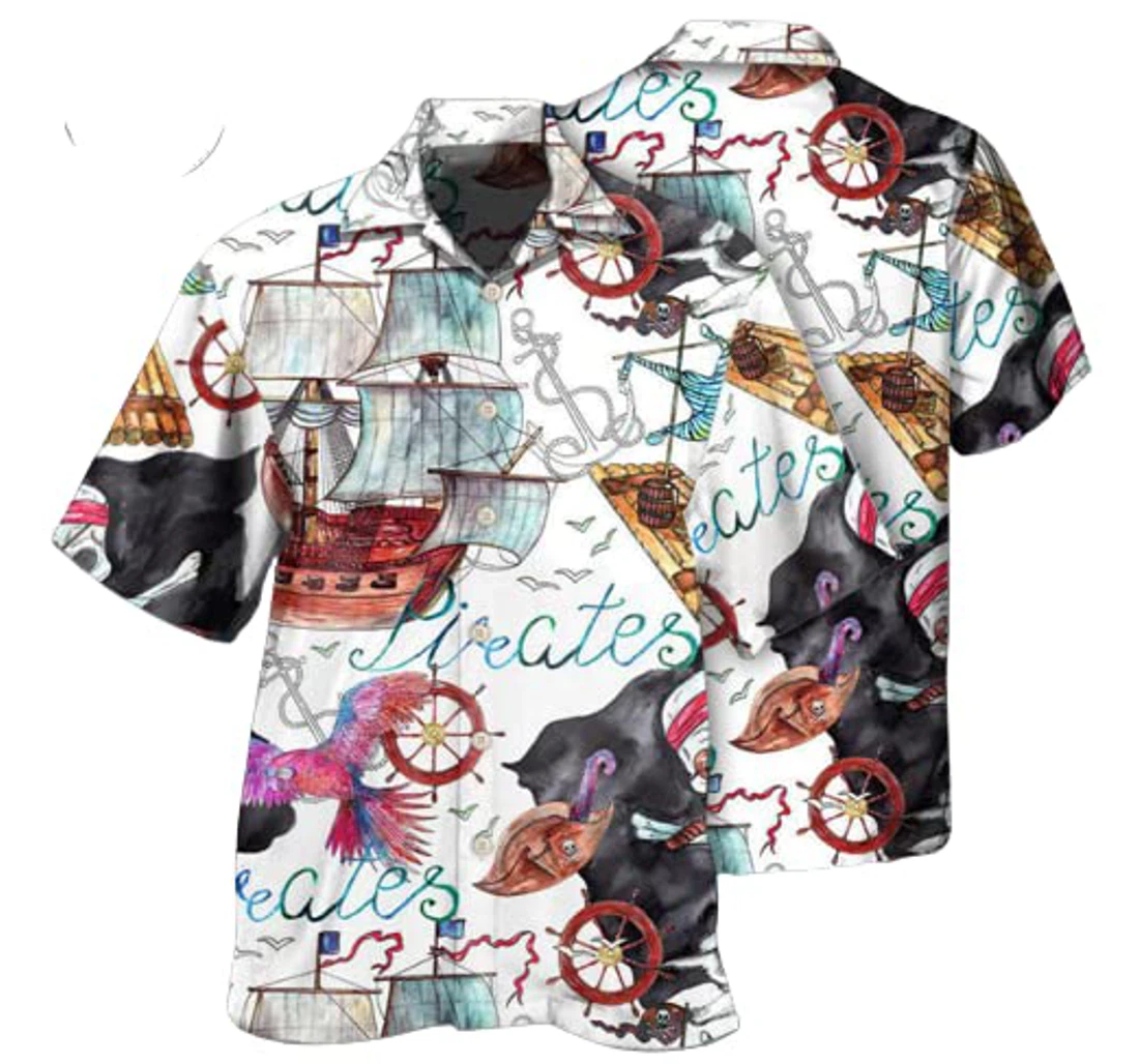 Personalized Pirate Ship Anchor White Style Us Nice Gift Mother Best Price Hawaiian Shirt, Button Up Aloha Shirt For Men, Women
