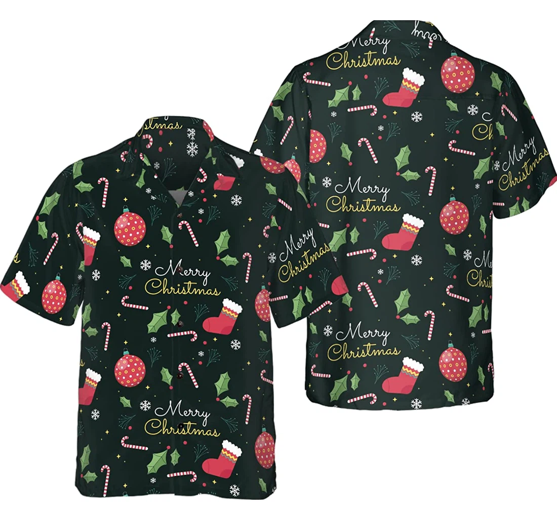 Personalized Christmas Merry Christmas Pattern Christmas Idea Gift And Men's Colorful Hawaiian Shirt, Button Up Aloha Shirt For Men, Women