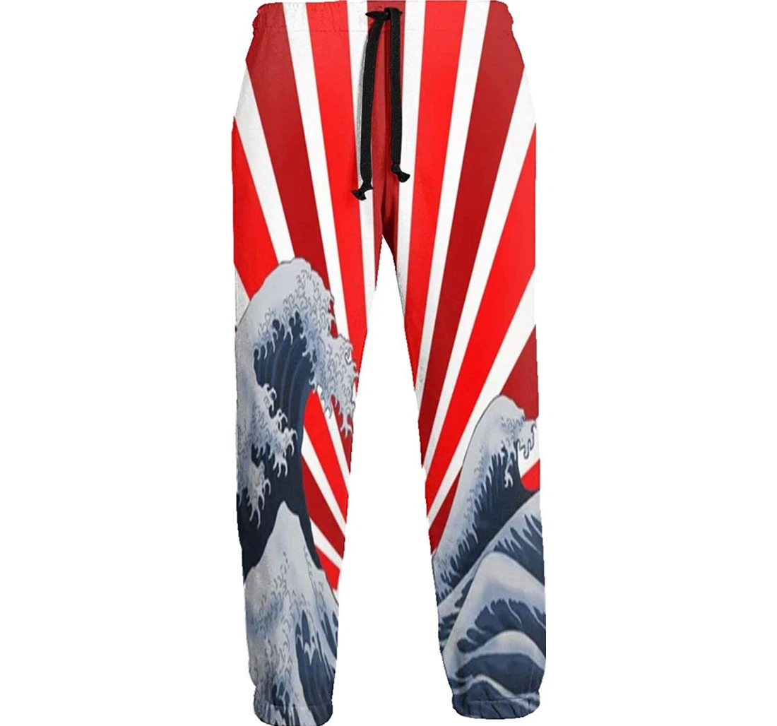 Personalized Great Wave Of The Rising Sun Art Sweatpants, Joggers Pants With Drawstring For Men, Women