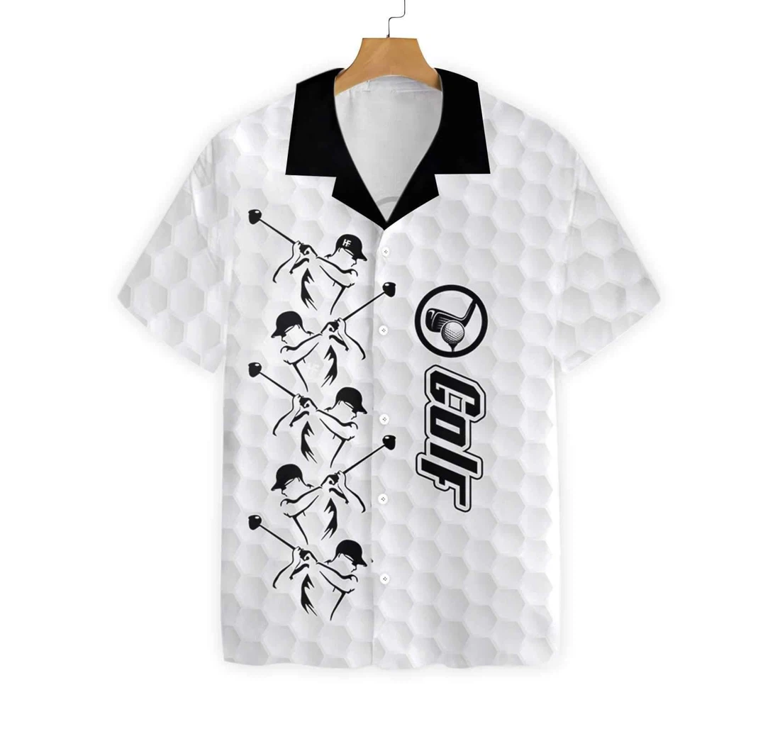 Personalized Golf Grey Background Hawaiian Shirt, Button Up Aloha Shirt For Men, Women