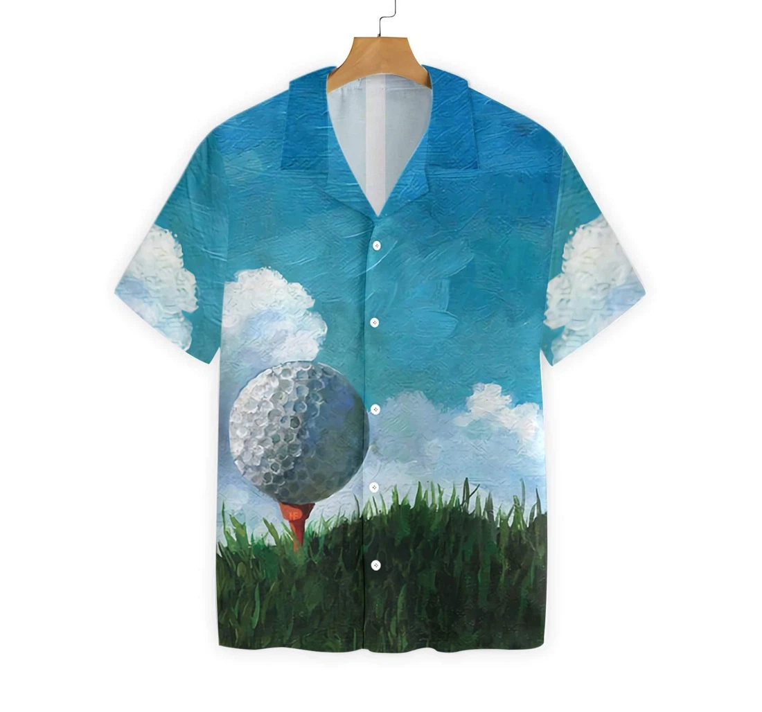 Personalized Golf Ball Canvas Hawaiian Shirt, Button Up Aloha Shirt For Men, Women