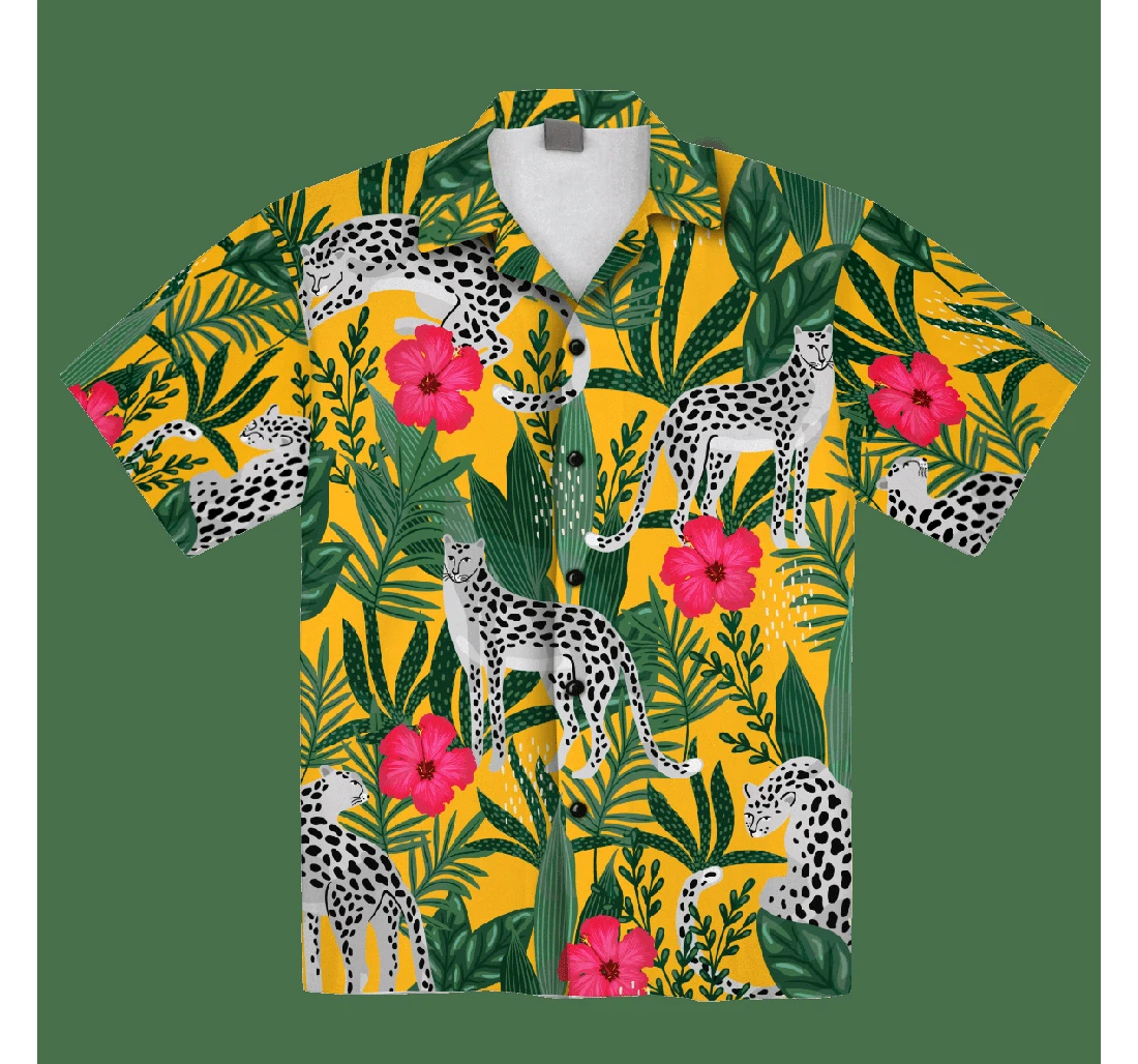 Personalized African Leopard Pattern Flowers Hawaiian Shirt, Button Up Aloha Shirt For Men, Women