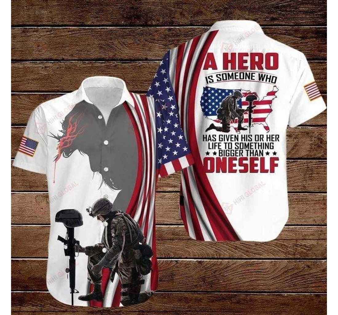 Personalized Soldier A Hero Is Someone Who Has Given His Or Her Life Hawaiian Shirt, Button Up Aloha Shirt For Men, Women