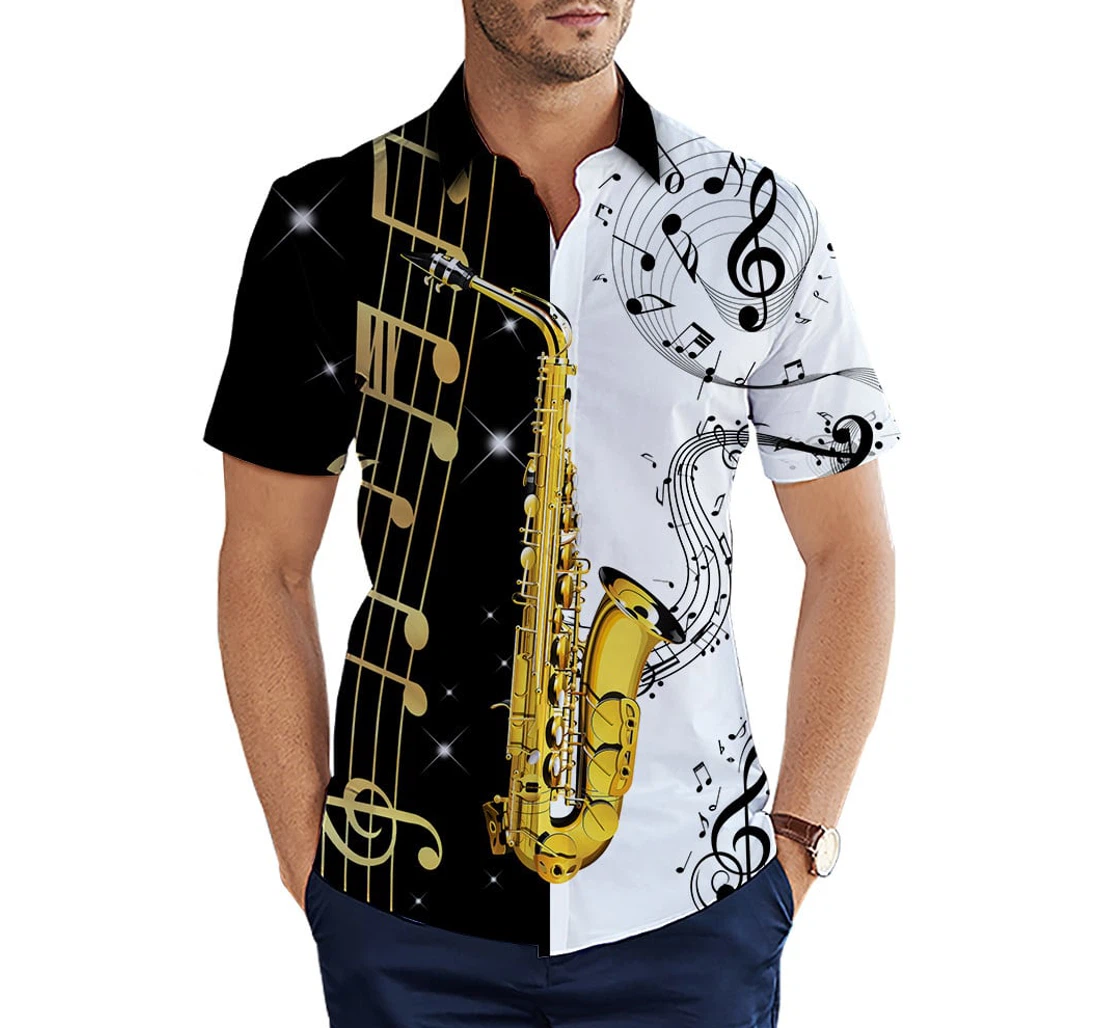 Personalized Saxophone Felling Tone Music Chart Pan Hawaiian Shirt, Button Up Aloha Shirt For Men, Women