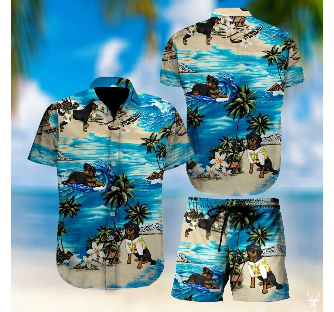 Personalized Rottweiler Dog Vibe Hawaiian Shirt, Button Up Aloha Shirt For Men, Women