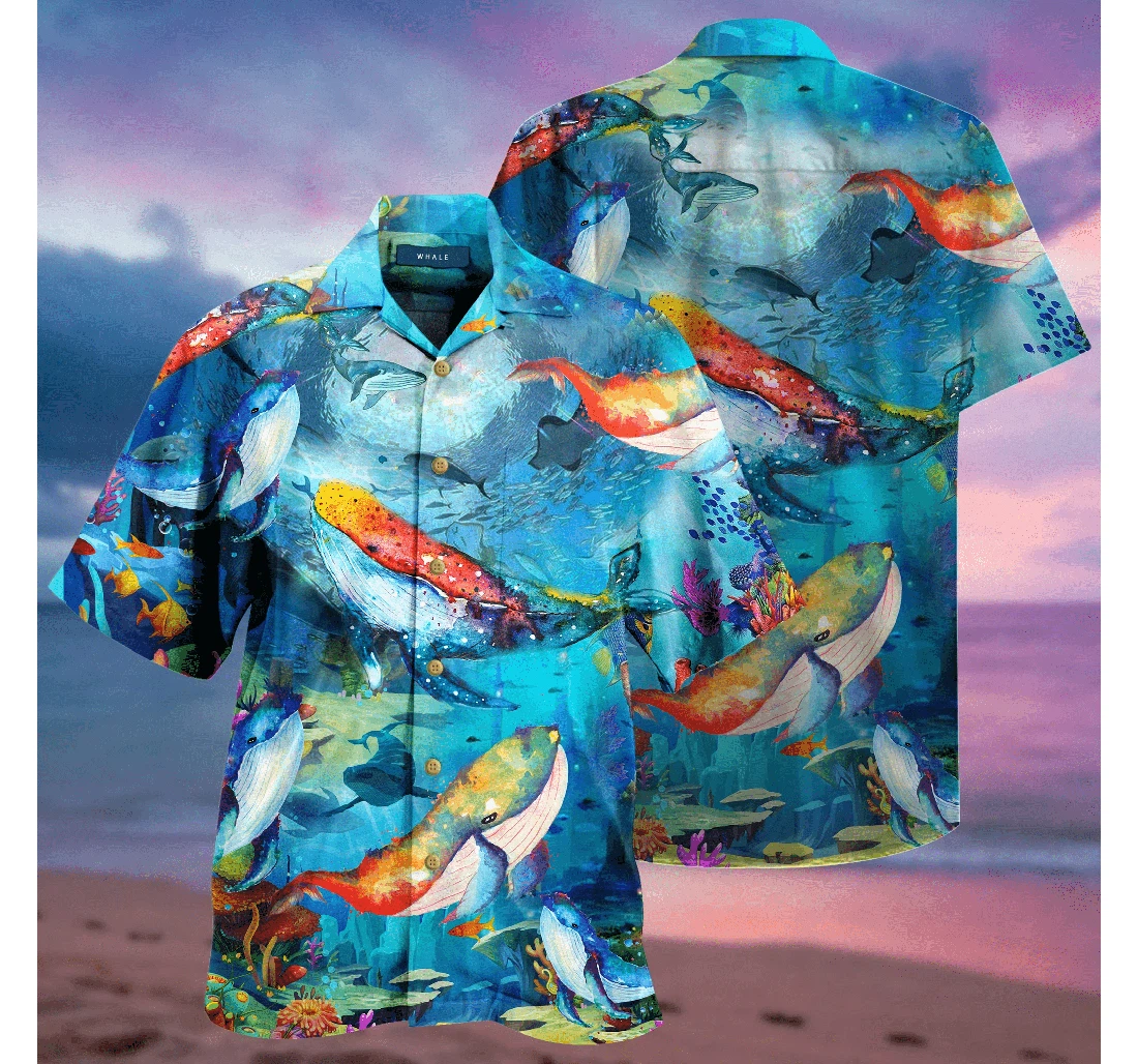 Personalized Whale Beautiful Hawaiian Shirt, Button Up Aloha Shirt For Men, Women