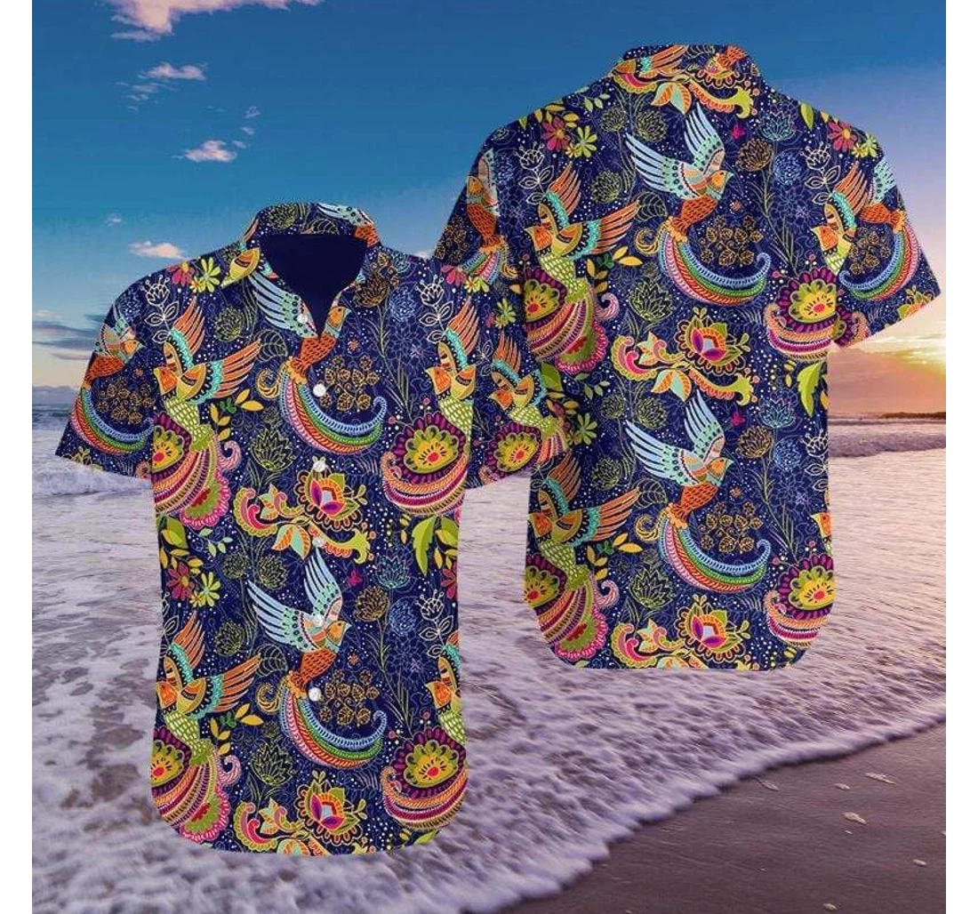 Personalized Colorful Hummingbird Mandala Vibe hawaiian Hawaiian Shirt, Button Up Aloha Shirt For Men, Women